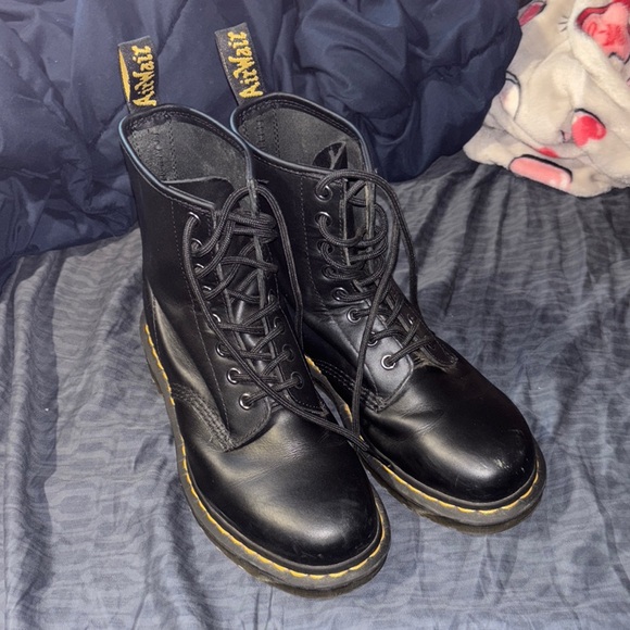 Martens Black Combat Boots with Air-Cushioned Sole
